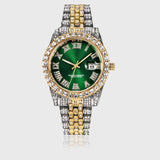ICED HUNTER GREEN DIAL IN GOLD & WHITE SILVER