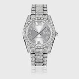 TRIPLE SILVER ICE ROMAN NUMERALS WATCH