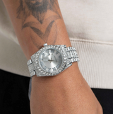 TRIPLE SILVER ICE ROMAN NUMERALS WATCH