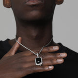 ONYX AND SILVER GEM PENDANT