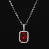 RUBY AND SILVER GEM PENDANT