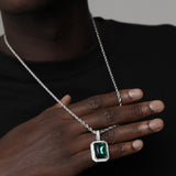 EMERALD AND SILVER GEM PENDANT