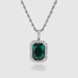EMERALD AND SILVER GEM PENDANT