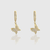 WOMENS ICED BUTTERFLY DANGLE EARRINGS [GOLD) - Malvos