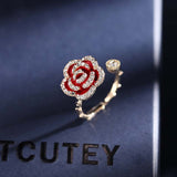 WOMENS MALVOS ICED BLACK RED ROSE RING - Malvos