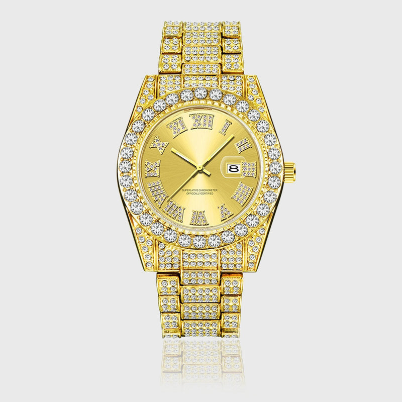 TRIPLE GOLD ROMAN NUMERALS WATCH