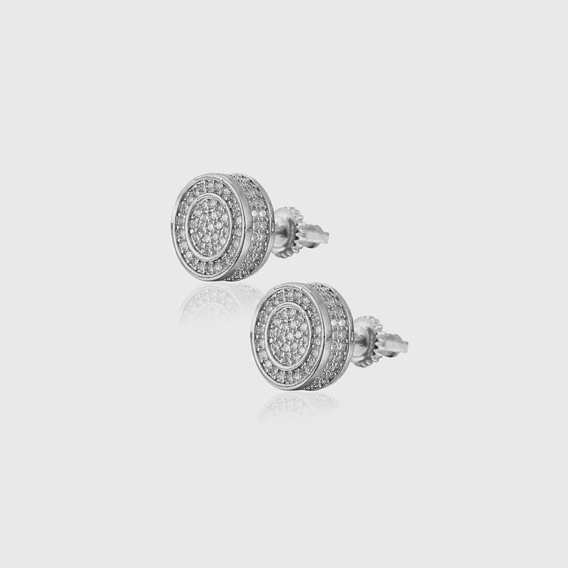 ROUND STUD EARRINGS [18K WHITE GOLD]