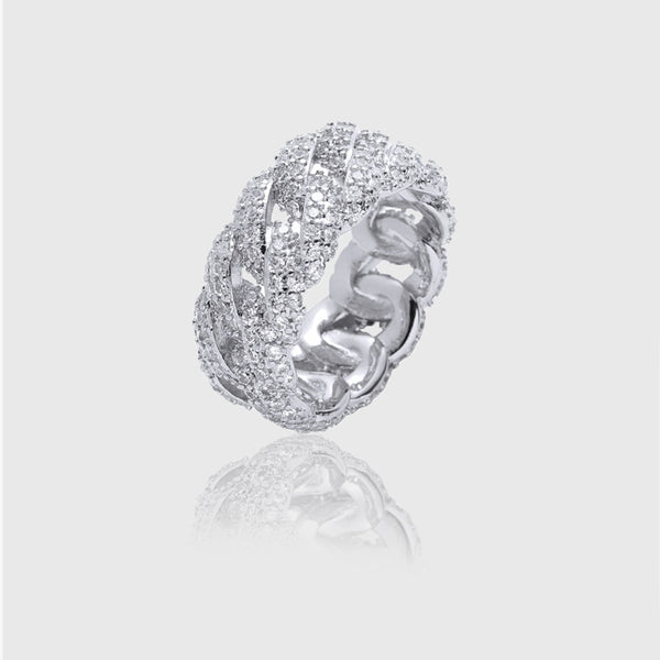 ICED CUBAN RING [18K WHITE GOLD]