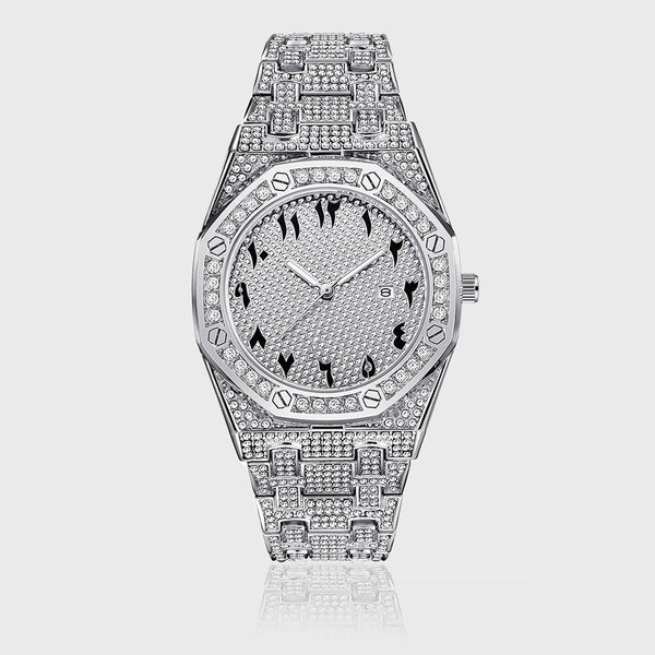 ICED EGYPTIAN DIAL DIAMOND WATCH [18K WHITE GOLD]