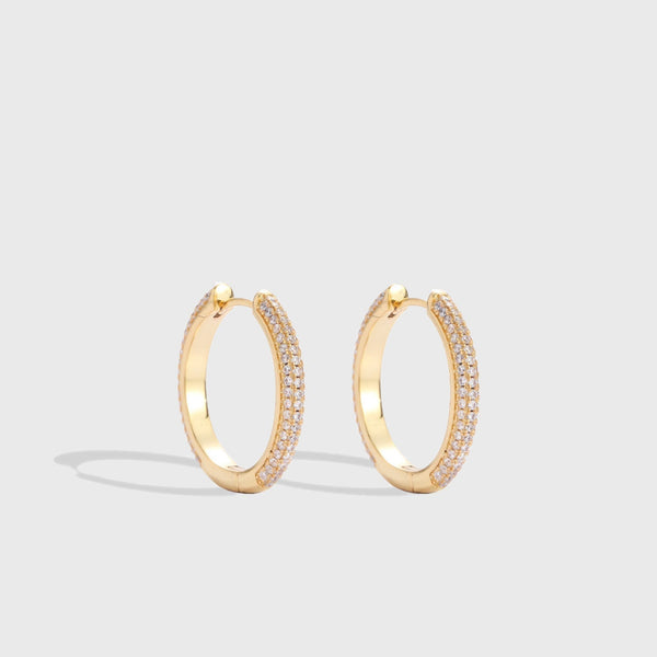 WOMENS ICED HOOP EARRINGS [18K GOLD]