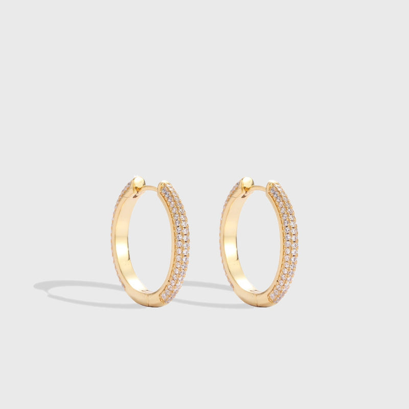 WOMENS ICED HOOP EARRINGS [18K GOLD]