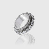 THREE ROW DIAMOND RING [18K WHITE GOLD]