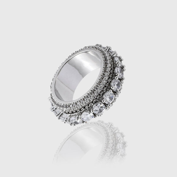 THREE ROW DIAMOND RING [18K WHITE GOLD]