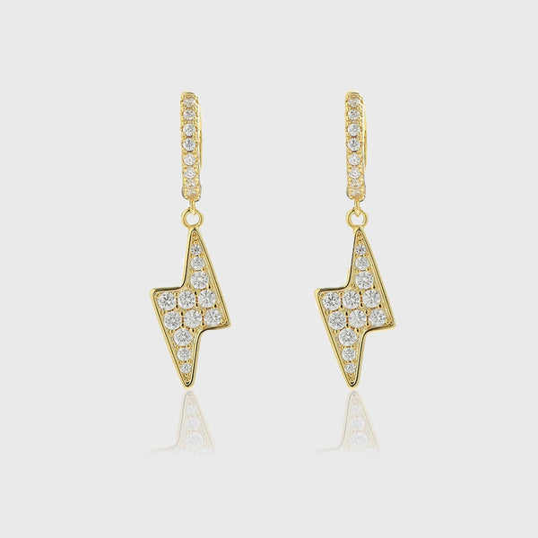 ICED LIGHTNING BOLT EARRINGS [18K GOLD]