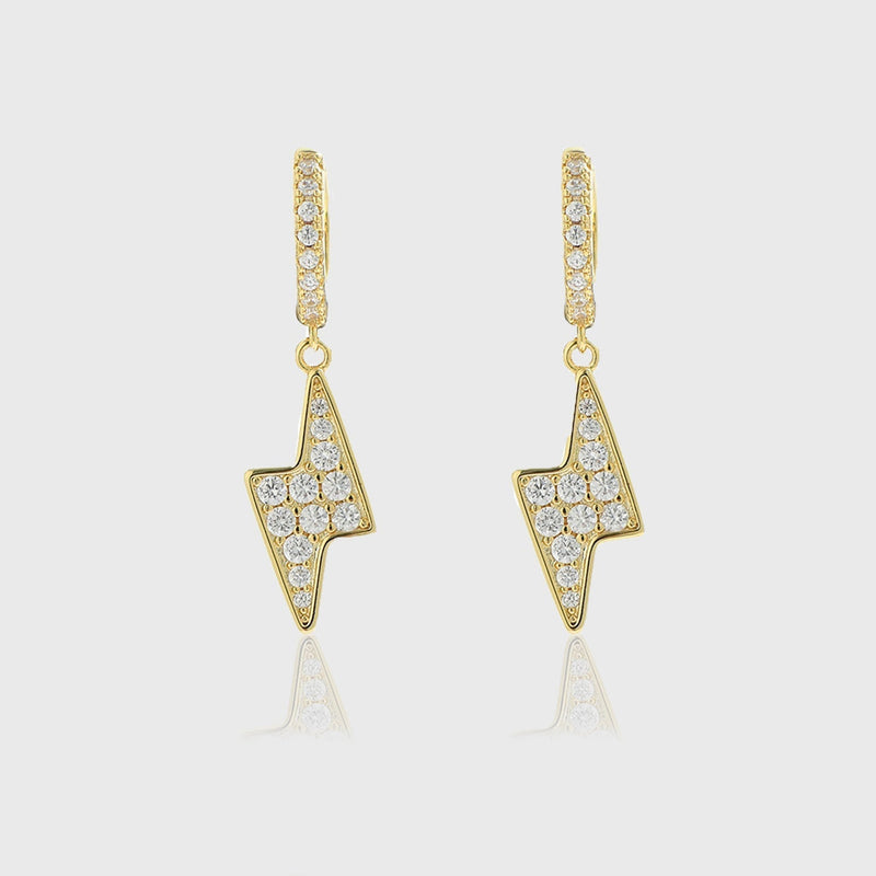 ICED LIGHTNING BOLT EARRINGS [18K GOLD]