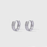ICED DOUBLE ICED HOOP EARRINGS [18K WHITE GOLD]
