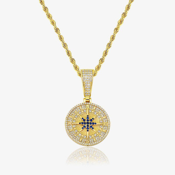 ICED DIAMOND COMPASS PENDANT [18K GOLD]