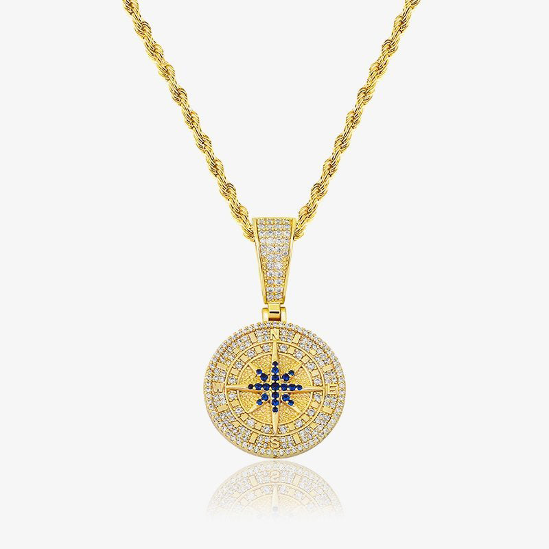 ICED DIAMOND COMPASS PENDANT [18K GOLD]