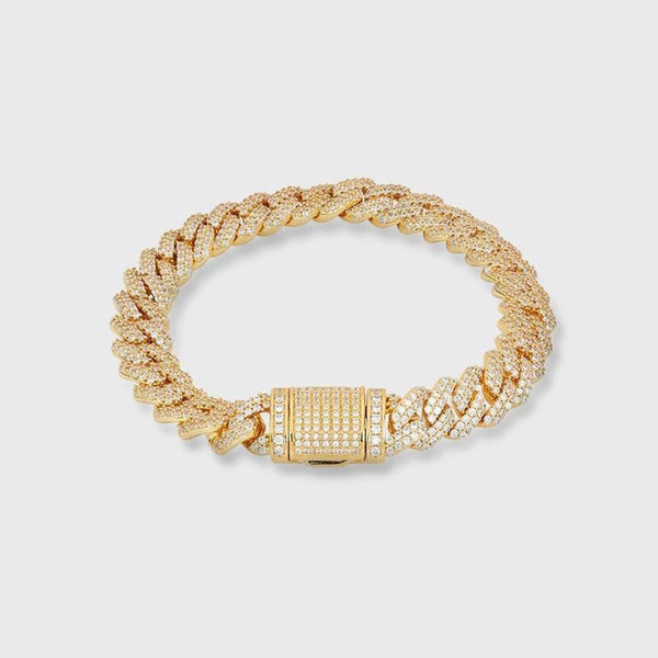 ICED DIAMOND PRONG CUBAN BRACELET [18K GOLD] 8MM
