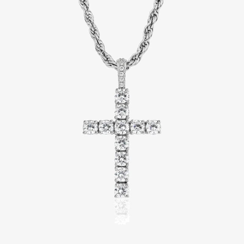 DIAMOND CROSS PENDANT [18K WHITE GOLD]