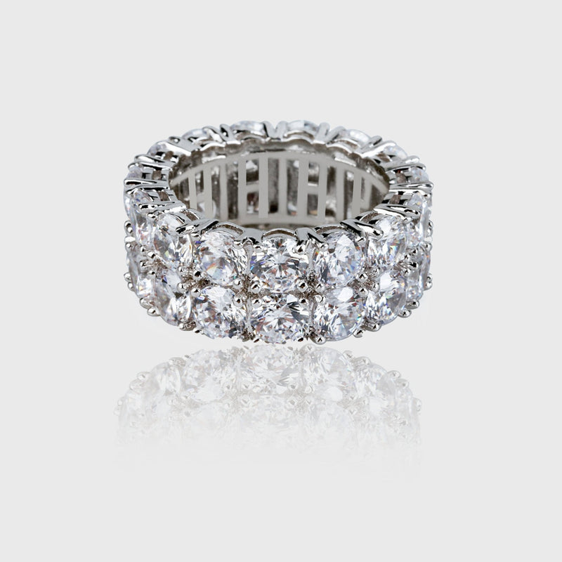 ICED DOUBLE ROW DIAMOND RING [18K WHITE GOLD]