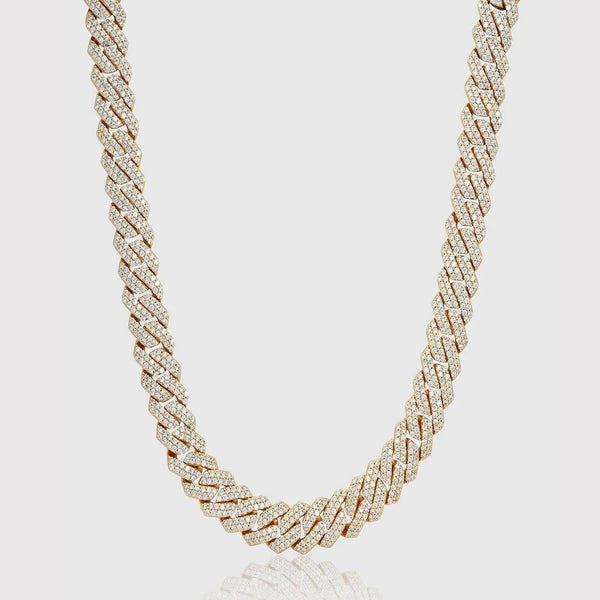 ICED DIAMOND PRONG CUBAN CHAIN [18K GOLD] 14MM