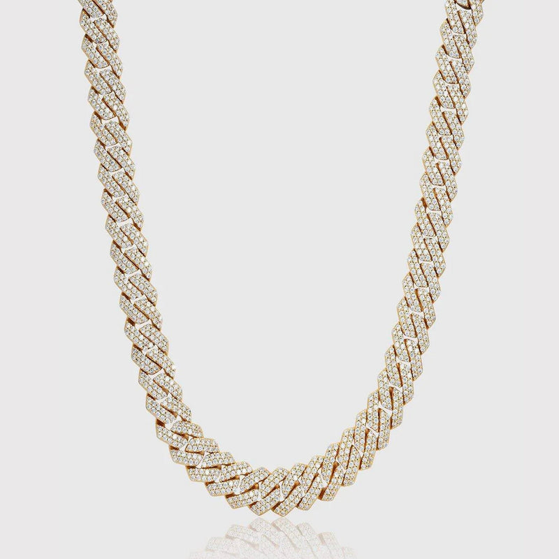 ICED DIAMOND PRONG CUBAN CHAIN [18K GOLD] 14MM