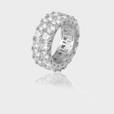 ICED DOUBLE ROW DIAMOND RING [18K WHITE GOLD]
