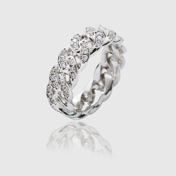 MIAMI ICED CUBAN RING [18K WHITE GOLD]