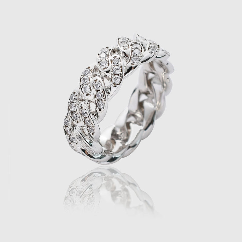 MIAMI ICED CUBAN RING [18K WHITE GOLD]