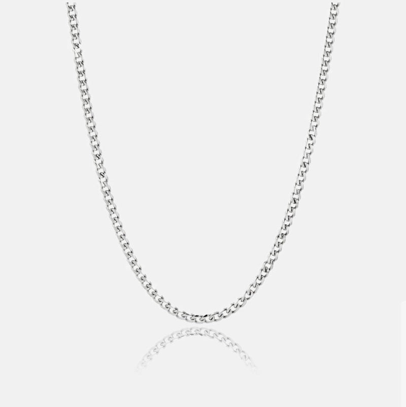 MICRO CUBAN CHAIN [18K WHITE GOLD] 3MM