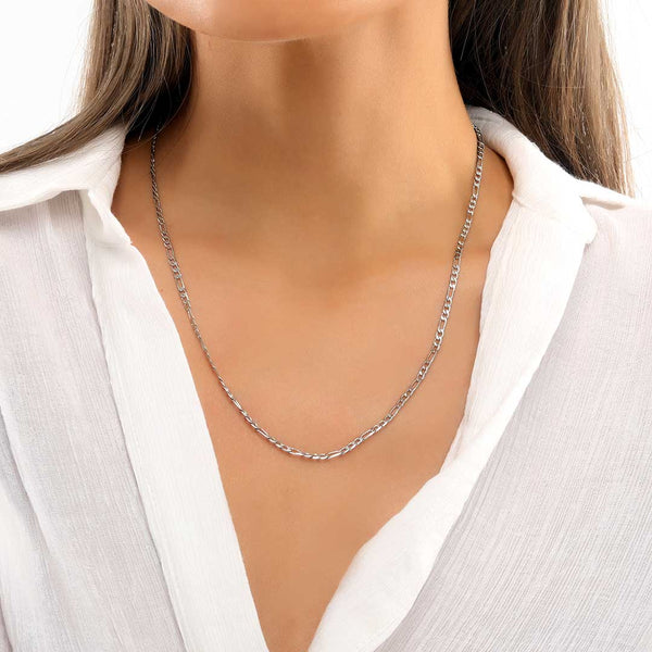 WOMENS FIGARO CHAIN 3MM [18K WHITE GOLD]