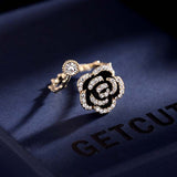 FROZEN NOIR & SCARLET ROSE RING (ADJUSTABLE)