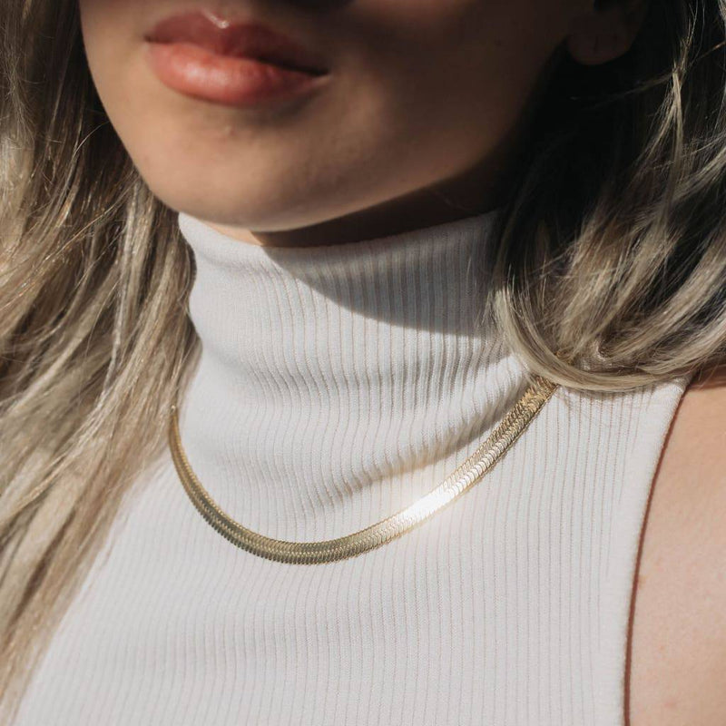 WOMEN'S HERRINGBONE CHAIN [18K GOLD] 6MM