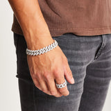 ICED DIAMOND PRONG CUBAN BRACELET [18K WHITE GOLD] 8MM