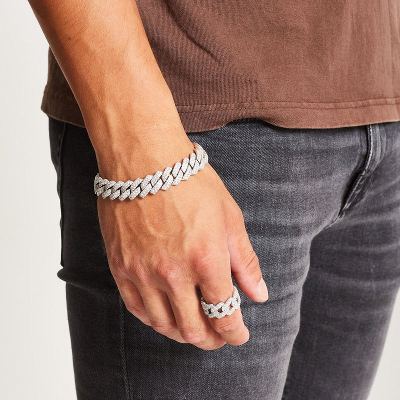 ICED DIAMOND PRONG CUBAN BRACELET [18K WHITE GOLD] 8MM