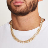 ICED DIAMOND PRONG CUBAN CHAIN [18K GOLD] 14MM