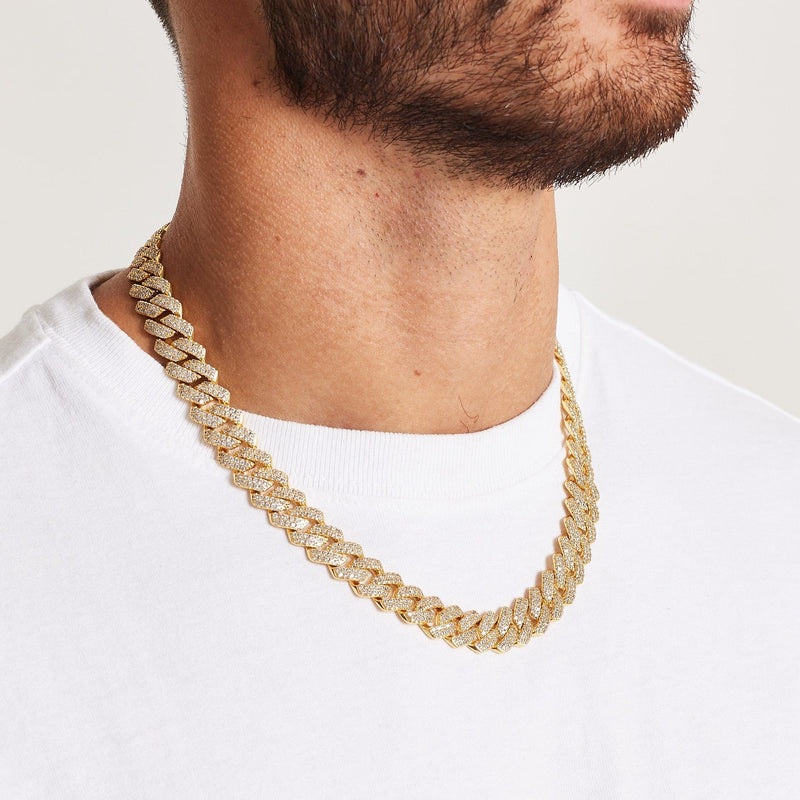 ICED DIAMOND PRONG CUBAN CHAIN [18K GOLD] 14MM