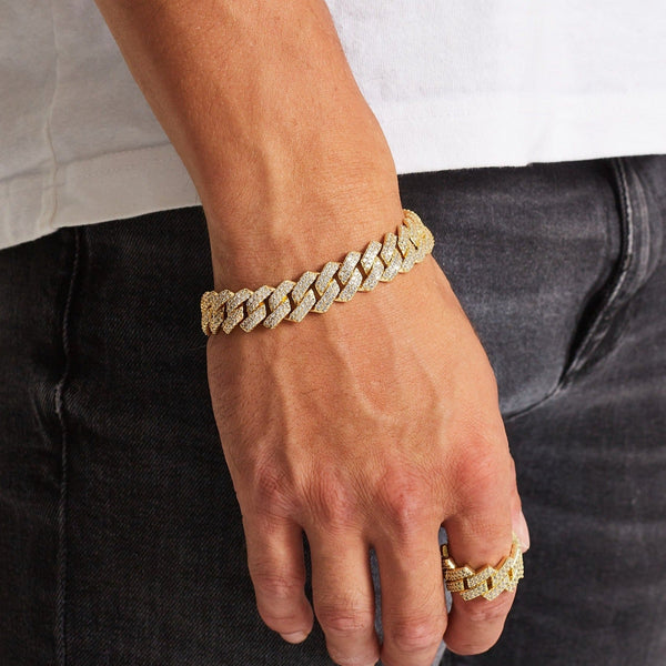 ICED DIAMOND PRONG CUBAN BRACELET [18K GOLD] 8MM