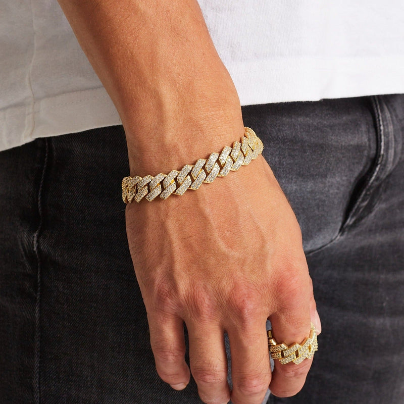 ICED DIAMOND PRONG CUBAN BRACELET [18K GOLD] 8MM