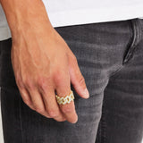 ICED DIAMOND PRONG CUBAN RING [18K GOLD]