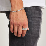 THREE ROW DIAMOND RING [18K WHITE GOLD]