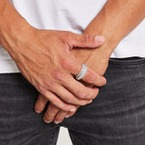 THREE ROW DIAMOND RING [18K WHITE GOLD]