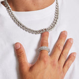 THREE ROW DIAMOND RING [18K WHITE GOLD]