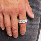 ICED DOUBLE ROW DIAMOND RING [18K WHITE GOLD]