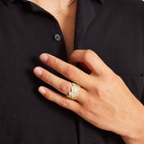 BAGUETTE PRONG CUBAN RING [18K GOLD]