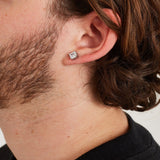 SQUARE CUT STUD EARRINGS [18K WHITE GOLD]