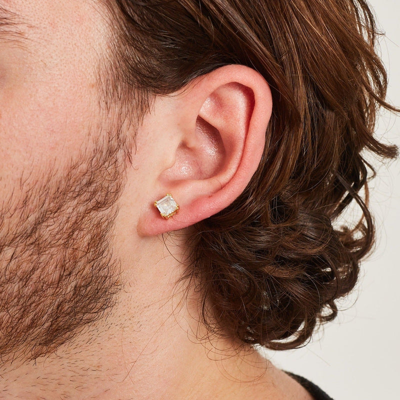 SQUARE CUT STUD EARRINGS [18K GOLD]