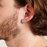 ROUND STUD EARRINGS [18K WHITE GOLD]