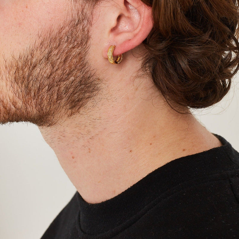 ICED DOUBLE ICED HOOP EARRINGS [18K GOLD]